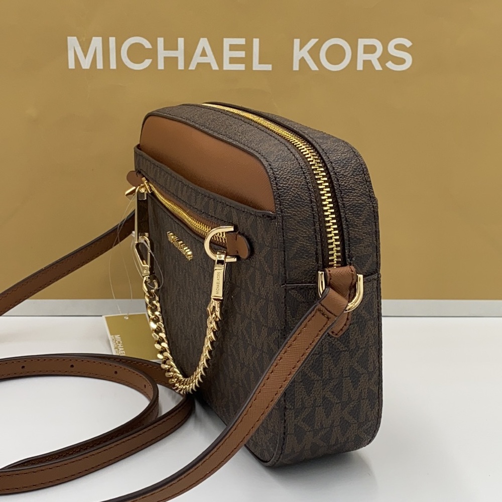 MICHAEL KORS LG EW ZP CHAIN XBODY BROWN SIGNATURE - Picture 5 of 16